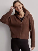 Carmen Zip-Through Rib Knit Cocoa Shell