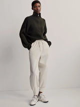 Carmen Zip-Through Rib Knit Dark Olive