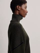 Carmen Zip-Through Rib Knit Dark Olive