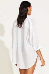 Playa Oversized Linen Shirt White