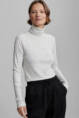 Roya Rollneck Long-Sleeve Tee Egret/Black
