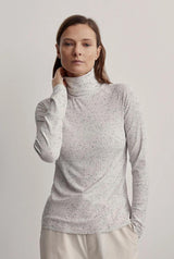 Roya Rollneck Long-Sleeve Tee Egret/Black
