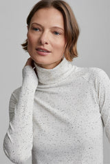 Roya Rollneck Long-Sleeve Tee Egret/Black
