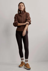 Carmen Zip-Through Rib Knit Cocoa Shell