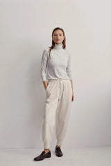 Roya Rollneck Long-Sleeve Tee Egret/Black