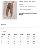 Oakland Turn-Up Taper Pant 25"