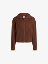 Carmen Zip-Through Rib Knit Cocoa Shell
