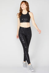 Black Cheetah Foil Tall Band Leggings
