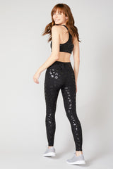 Black Cheetah Foil Tall Band Leggings