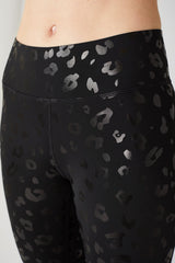 Black Cheetah Foil Tall Band Leggings
