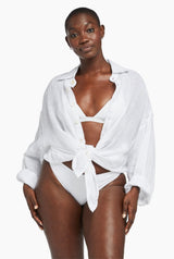 Playa Oversized Linen Shirt White