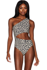 CELINE ONE PIECE TAUPE CORE LEOPARD