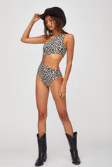 CELINE ONE PIECE TAUPE CORE LEOPARD