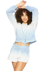 JENNA SWEATSHIRT GLITTER CORNFLOWER DIP DYE