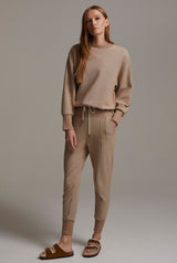 Amberley Ribbed Pique Pant Biscuit
