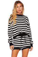 Beach Sweater Black & White Stripe