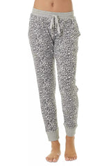 Long Sleeve Pajama Set Gray Leopard