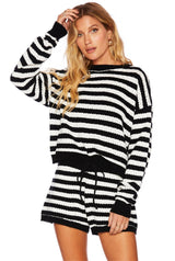 Beach Sweater Black & White Stripe