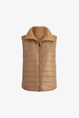 Ellis Reversible Quilt Gilet Desert Sand