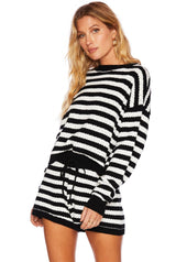 Beach Sweater Black & White Stripe