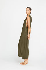 Katsumi Midi Dress Khaki
