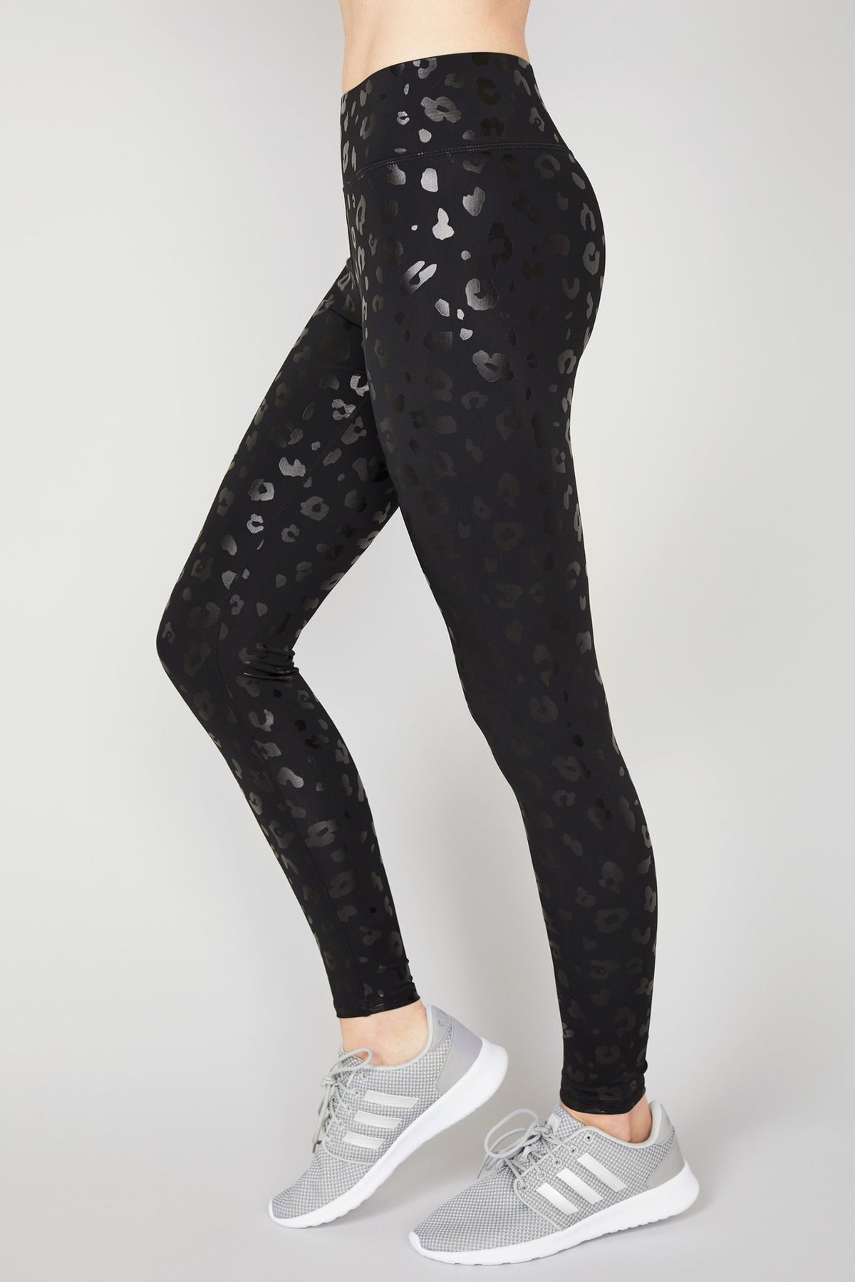 Black Cheetah Foil Tall Band Leggings One Another