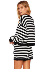 Beach Sweater Black & White Stripe
