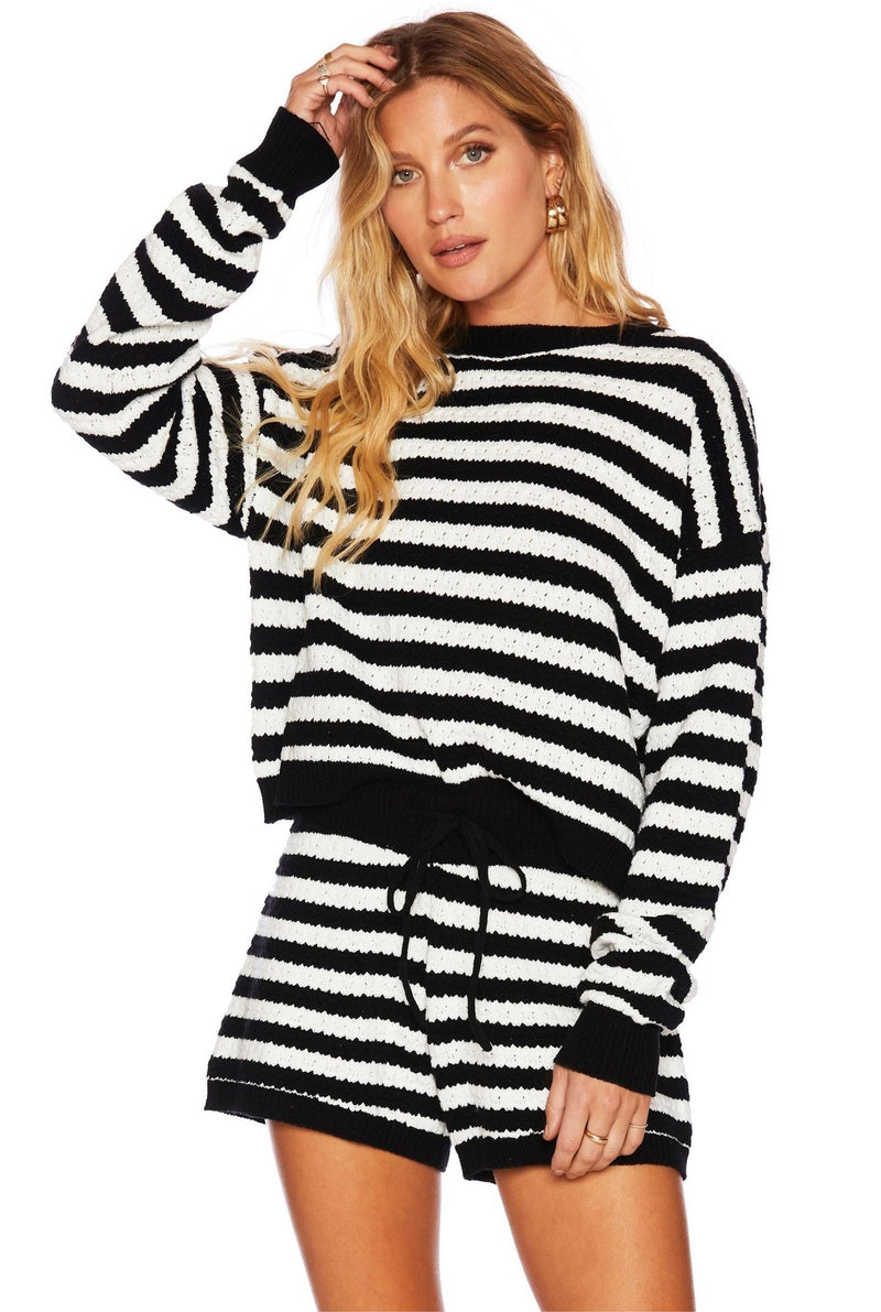 Beach Sweater Black & White Stripe